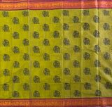 Kayalvizhi Kanchi cotton saree Yazhi motifs