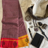 Shuba handwoven Patteda Anchu saree baby kolam print with blouse