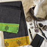 Kshama handwoven Patteda Anchu saree baby kolam print with blouse