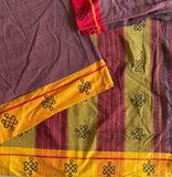 Shuba handwoven Patteda Anchu saree baby kolam print with blouse