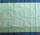 Green skies, blue grass handwoven cotton Tangail saree