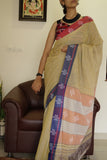 Shatadruka handwoven Patteda Anchu saree baby kolam print with blouse