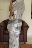 Mandakini handwoven Patteda Anchu saree baby kolam print with blouse
