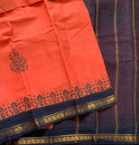 Ilayapirrati - cotton Sungudi with hand block prints and kattam blouse