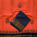 Ilayapirrati - cotton Sungudi with hand block prints and kattam blouse