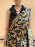 Narmada - hand block printed Ajrakh modal silk saree