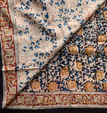 English rose garden - Kalamkari mul cotton hand block printed