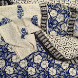 Cotton dress material, handblock printed - Sanganeri