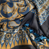Narmada - hand block printed Ajrakh modal silk saree