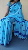 Bubbles - mul cotton saree with polka dots