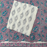Cotton dress material, handblock printed - Sanganeri