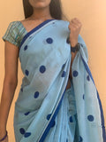 Bubbles - mul cotton saree with polka dots