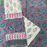 Cotton dress material, handblock printed - Sanganeri