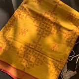 Kaja - cotton handloom saree with Kolam block prints