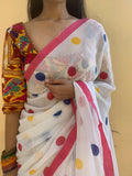 Poppins poppin’- mul cotton saree with polka dots