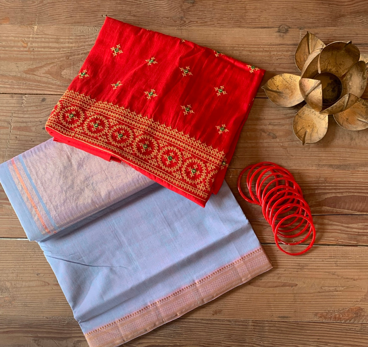 Meraki handwoven cotton Mangalgiri with Nizam border The Maggam