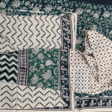 Cotton dress material, handblock printed - Sanganeri