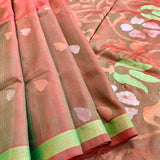 Kanmani - Shot coloured green-coffee pure silk Uppada Jamdani