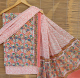 Cotton dress material, handblock printed - Sanganeri