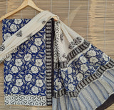 Cotton dress material, handblock printed - Sanganeri