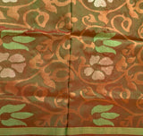 Kanmani - Shot coloured green-coffee pure silk Uppada Jamdani