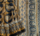 Narmada - hand block printed Ajrakh modal silk saree