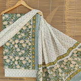 Cotton dress material, handblock printed - Sanganeri