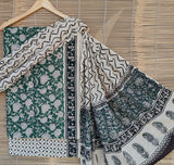 Cotton dress material, handblock printed - Sanganeri