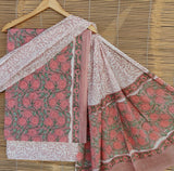 Cotton dress material, handblock printed - Sanganeri