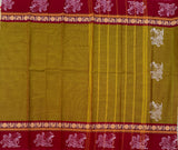 Ahira Chettinad cotton saree with Annapakshi block prints - The Maggam Collective