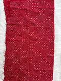 German Red hand embroidered Kantha blouse fabric