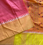 Peaches! Pichwai print on Mangalgiri silk - The Maggam Collective