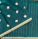 Haritha Devendra handwoven saree with Parijata embroidery and Resham inlays - The Maggam Collective