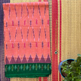 Coral Queen mercerised Puttapaka Ikat cotton saree