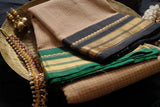 Selene - Handwoven Gadwal cotton with silk kuttu border