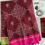 Sushumna Kolam block prints Patteda Anchu cotton saree