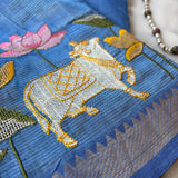 Surabhi embroidered Pichwai on handwoven silk Mangalgiri