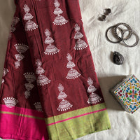 What Jhumka handloom cotton Patteda Anchu with jhumka jimikki print