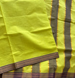 Bright Walden handwoven cotton Mangalgiri with Nizam border - The Maggam Collective