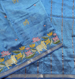 Surabhi embroidered Pichwai on handwoven silk Mangalgiri