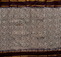 Cocoa and coffee Sungudi cotton saree with Tamil script print