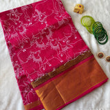 Supriya Venkatagiri saree with kadhi border and cow print