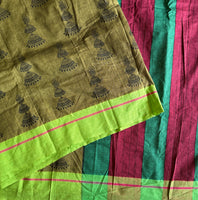 Suravandita handloom cotton Patteda Anchu with jhumka jimikki print