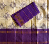 Vetravathi Kolam block prints Sungudi cotton saree with blouse