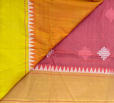 Peaches! Pichwai print and kolam embroidery on Mangalgiri silk - The Maggam Collective