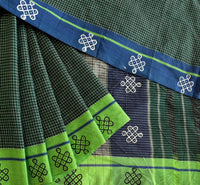 Paramaa handwoven Patteda Anchu saree BABY kolam print with blouse