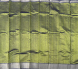 Green day handwoven Mangalgiri silk sari with blouse - The Maggam Collective