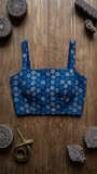 Indigo readymade blouse with scoop neck