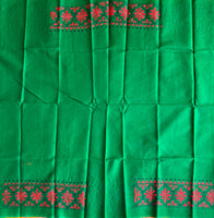 Green hand embroidered Kantha blouse fabric 0.8m