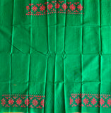 Green hand embroidered Kantha blouse fabric 0.8m